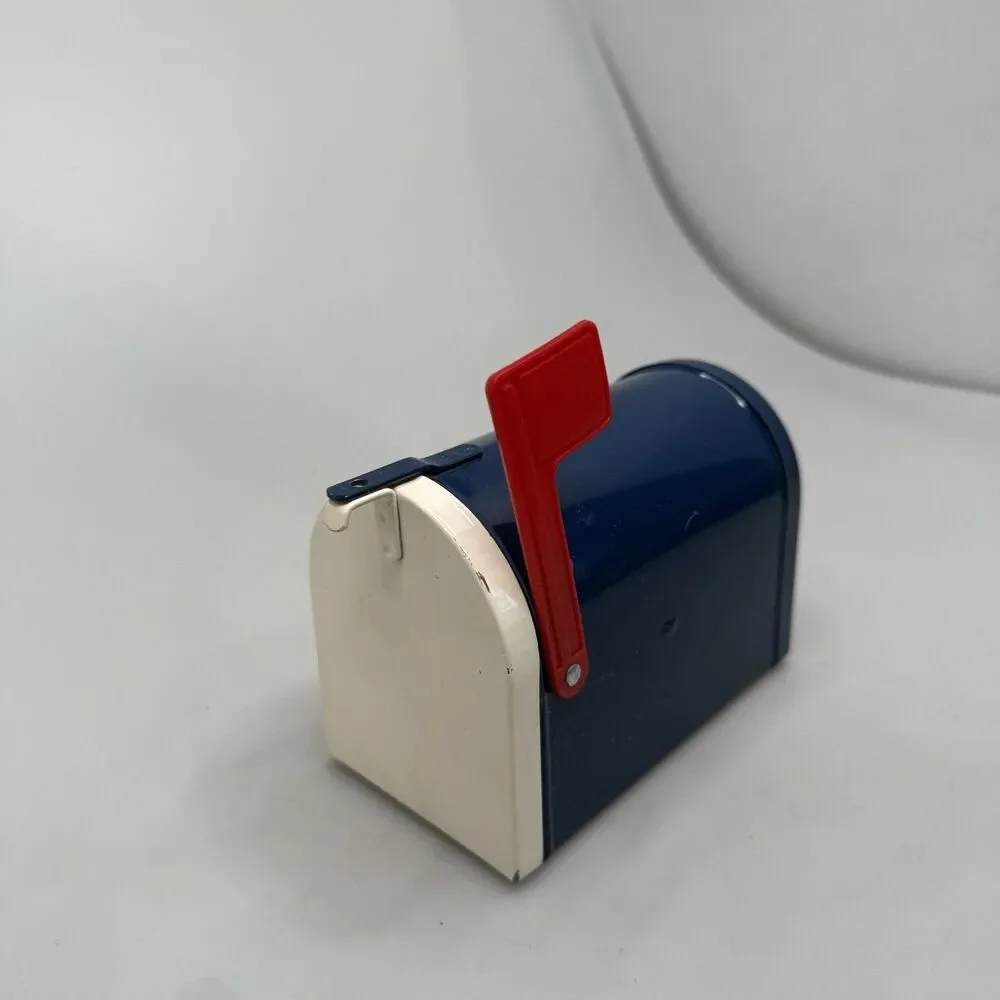 Vintage MidCentury USPS Tin Litho Bank,House Mailbox Design W/Flag-Very Good